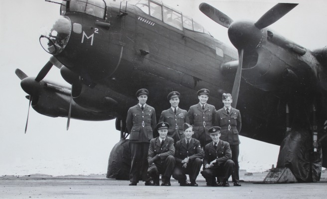 Lancaster Bomber crew including Robert Gibson (front left).
