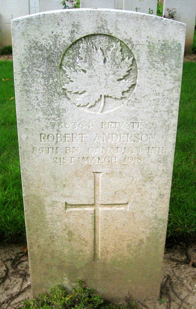 Private Robert Anderson, Headstone
